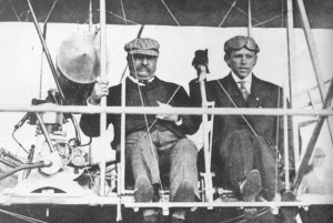 TR riding in a Wright Flyer